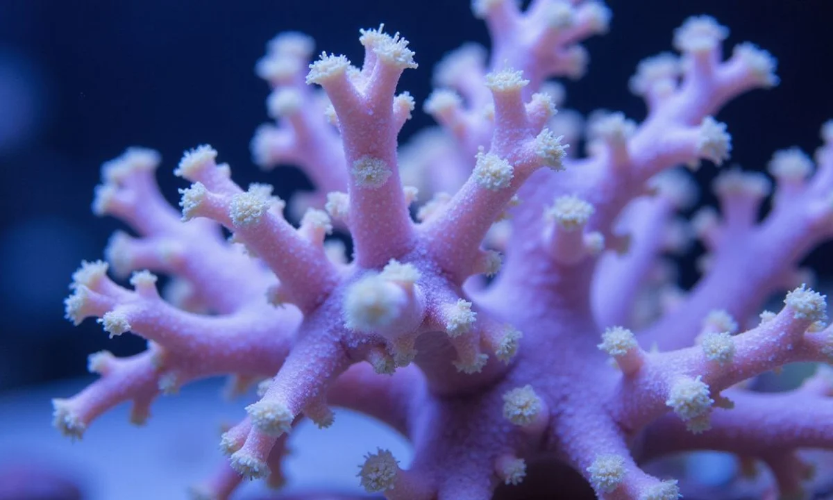 SPS acropora colony with polyp extension