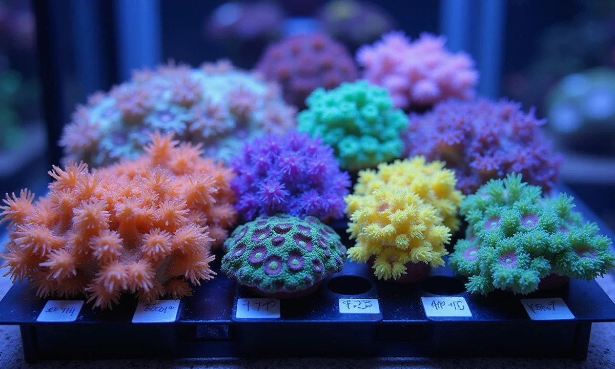 Cluster of colourful zoanthid coral frags