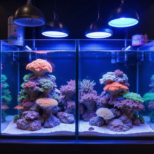 Saltwater and coral room with vivid frags