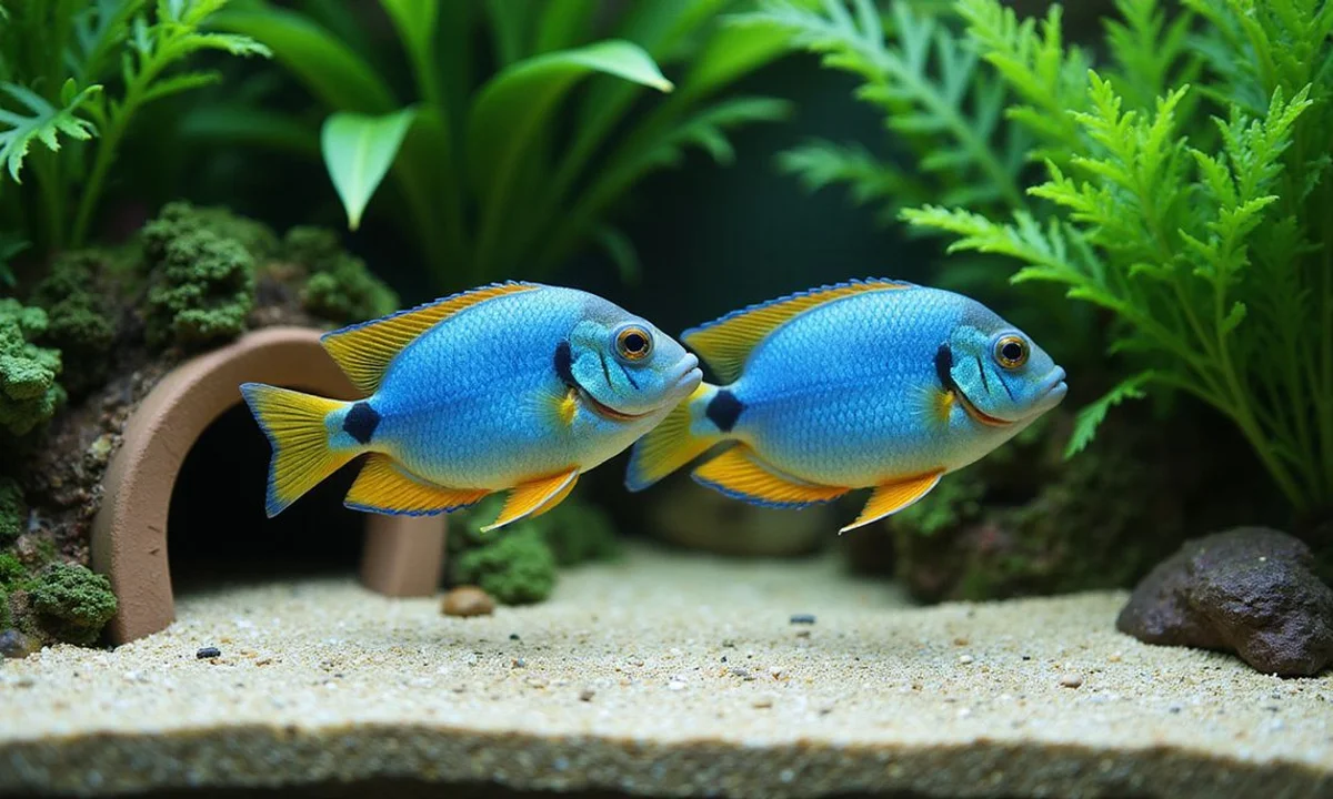German Blue Ram pair in a planted aquarium