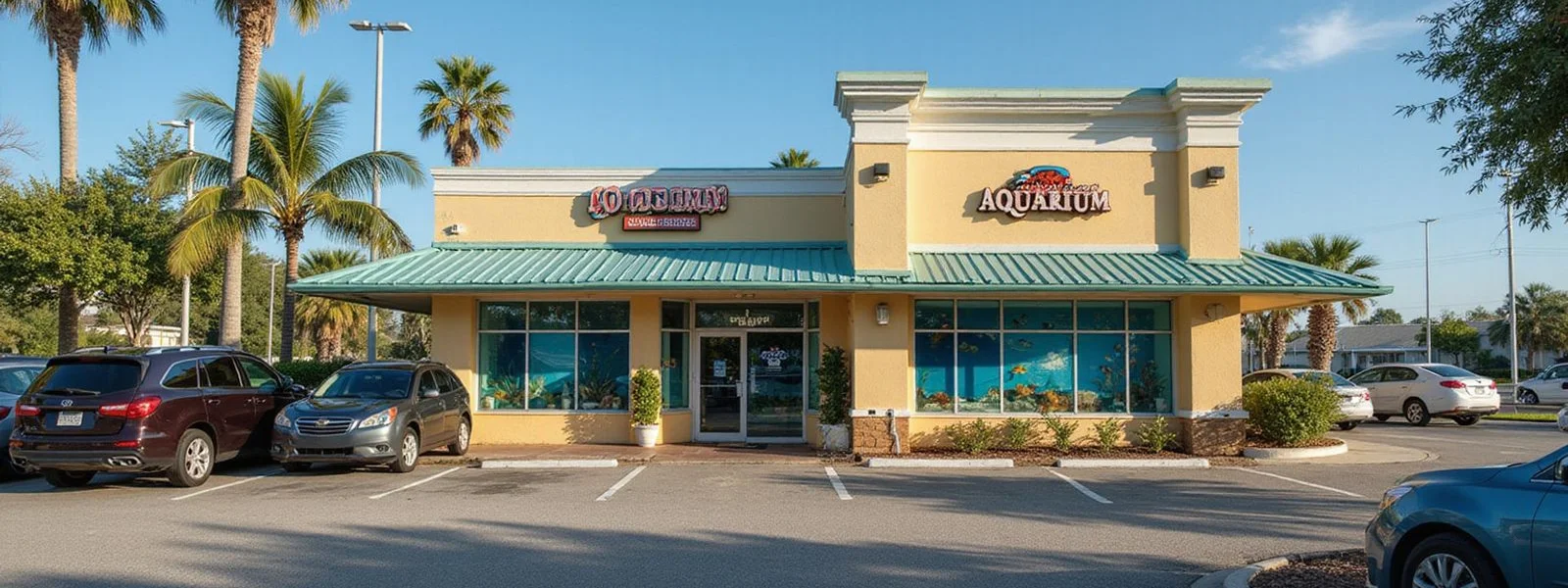 Gulf Coast Aquatics storefront exterior with parking