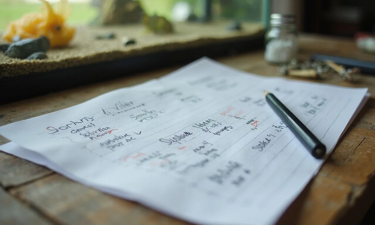 Hand-drawn stocking plan on a notepad