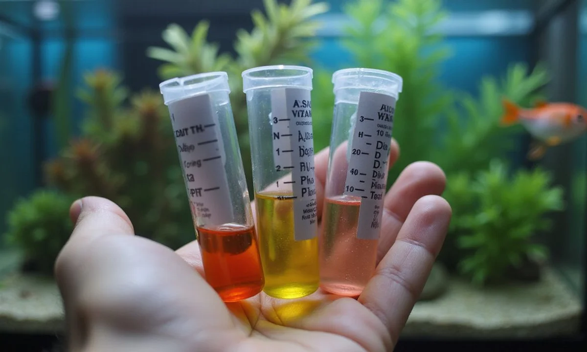 Hand holding API test kit vials