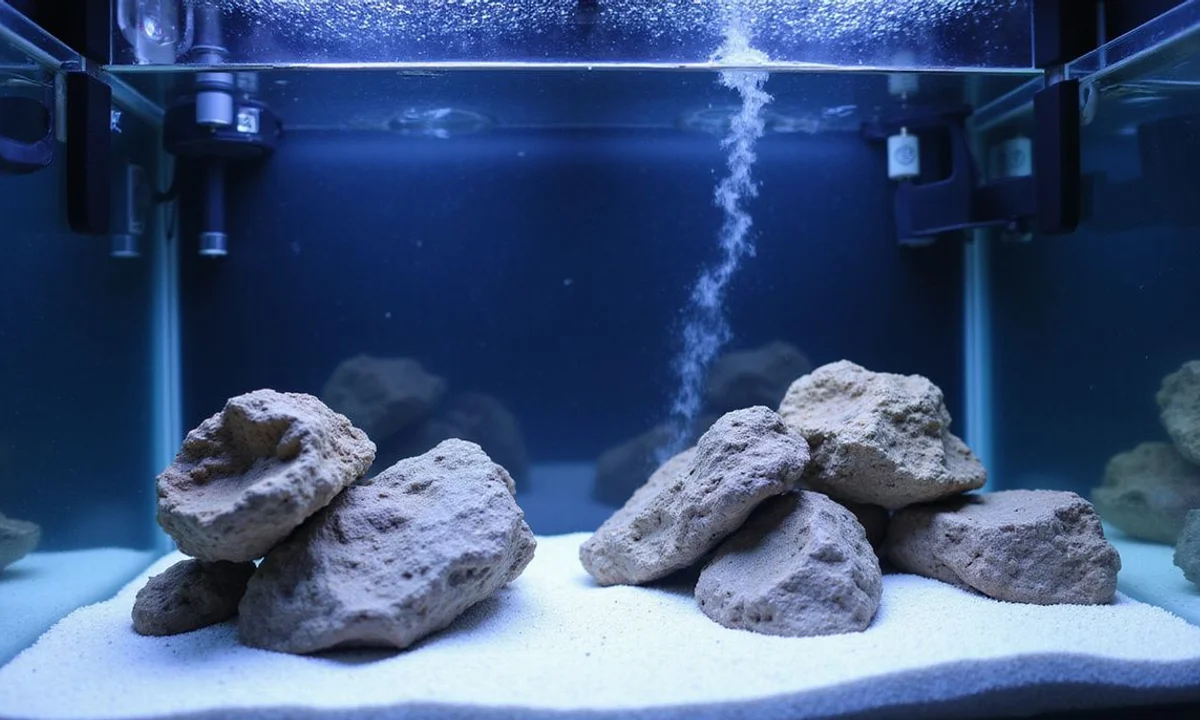 Live rock arrangement in a new saltwater tank