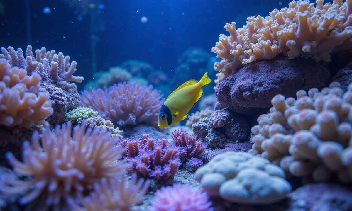 Royal gramma in a reef tank with healthy corals